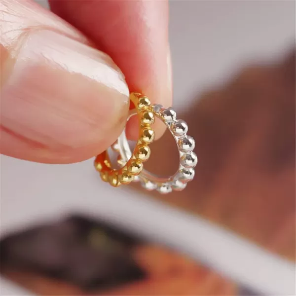 Minimalist Ball Bead Small Hoop Earrings for Women Girls S925 Sterling Silver Pierced Ear Simple Cartilage Tragus Sleeper Huggie Mini Hoops Irregular Tiny Dot Hinged Fashion Jewelry8mm silver