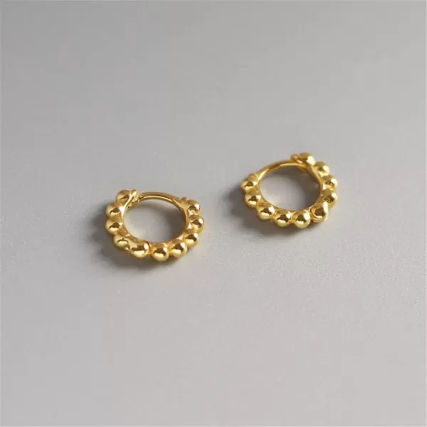 Minimalist Ball Bead Small Hoop Earrings for Women Girls S925 Sterling Silver Pierced Ear Simple Cartilage Tragus Sleeper Huggie Mini Hoops Irregular Tiny Dot Hinged Fashion Jewelry6mm gold plated