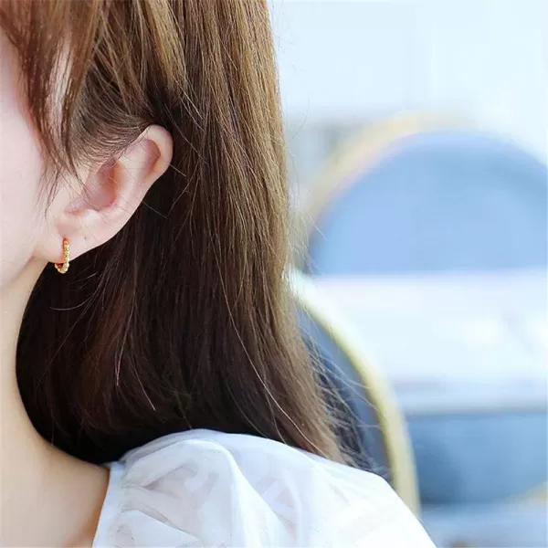 Minimalist Ball Bead Small Hoop Earrings for Women Girls S925 Sterling Silver Pierced Ear Simple Cartilage Tragus Sleeper Huggie Mini Hoops Irregular Tiny Dot Hinged Fashion Jewelry8mm gold plated