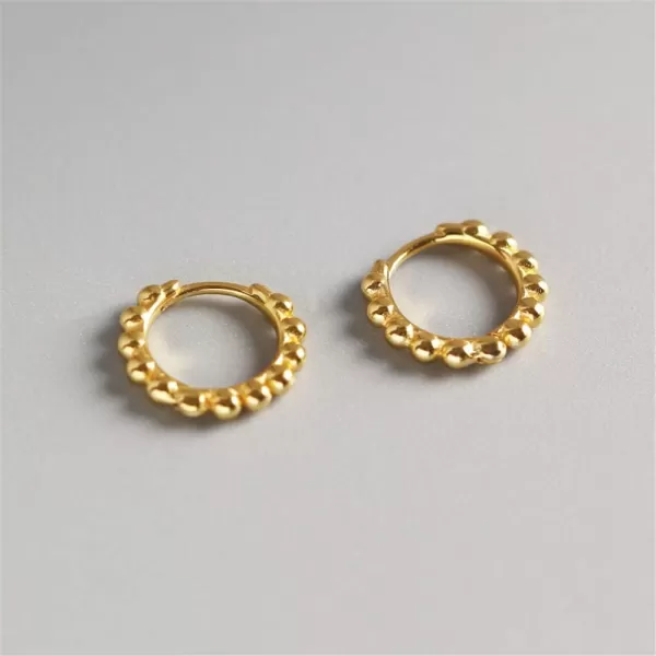 Minimalist Ball Bead Small Hoop Earrings for Women Girls S925 Sterling Silver Pierced Ear Simple Cartilage Tragus Sleeper Huggie Mini Hoops Irregular Tiny Dot Hinged Fashion Jewelry8mm gold plated