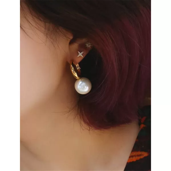 Minimalist Big Pearl Dangle Hoop Earrings for Women Girls Gold Plated Round Tube Chunky Huggie Hoops Cuff Stud Clip 16mm Pearl Drop Earring Fashion Wedding Jewelry Birthday Valentines Day GiftsMinimalist Big Pearl Dangle Hoop Earrings for Women Girls Gold Plated Round Tube Chunky Huggie Hoops Cuff Stud Clip 16mm Pearl Drop Earring Fashion Wedding Jewelry Birthday Valentines Day Gifts