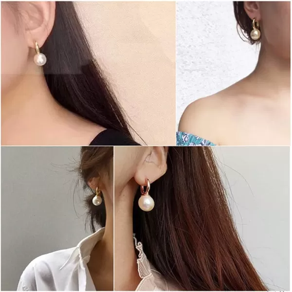 Minimalist Big Pearl Dangle Hoop Earrings for Women Girls Gold Plated Round Tube Chunky Huggie Hoops Cuff Stud Clip 16mm Pearl Drop Earring Fashion Wedding Jewelry Birthday Valentines Day GiftsMinimalist Big Pearl Dangle Hoop Earrings for Women Girls Gold Plated Round Tube Chunky Huggie Hoops Cuff Stud Clip 16mm Pearl Drop Earring Fashion Wedding Jewelry Birthday Valentines Day Gifts