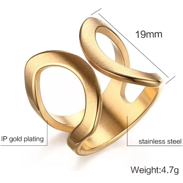 Minimalist Butterfly Open Ring for Women Girls Stainless Steel Statement Expandable Double Wave Band Thumb Finger Best Friend Rings Comfort Fit Tarnish Resistan Fashion Jewelry Size 8Gold