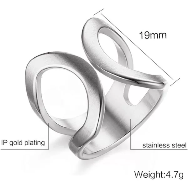 Minimalist Butterfly Open Ring for Women Girls Stainless Steel Statement Expandable Double Wave Band Thumb Finger Best Friend Rings Comfort Fit Tarnish Resistan Fashion Jewelry Size 8Silver