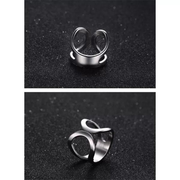 Minimalist Butterfly Open Ring for Women Girls Stainless Steel Statement Expandable Double Wave Band Thumb Finger Best Friend Rings Comfort Fit Tarnish Resistan Fashion Jewelry Size 8Silver