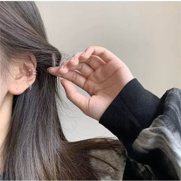 Minimalist CZ Cuff Wrap Tassel Chain Drop Cartilage Earrings for Women Girls S925 Sterling Silver Crystal Fashion Open Small Hoop NonPiercing Ear Hypoallergenic Punk Jewelry GiftsMinimalist CZ Cuff Wrap Tassel Chain Drop Cartilage Earrings for Women Girls S925 Sterling Silver Crystal Fashion Open Small Hoop NonPiercing Ear Hypoallergenic Punk Jewelry Gifts