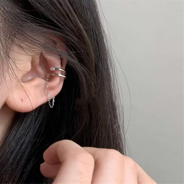 Minimalist CZ Cuff Wrap Tassel Chain Drop Cartilage Earrings for Women Girls S925 Sterling Silver Crystal Fashion Open Small Hoop NonPiercing Ear Hypoallergenic Punk Jewelry GiftsMinimalist CZ Cuff Wrap Tassel Chain Drop Cartilage Earrings for Women Girls S925 Sterling Silver Crystal Fashion Open Small Hoop NonPiercing Ear Hypoallergenic Punk Jewelry Gifts