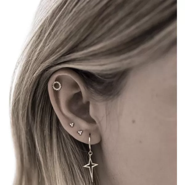 Minimalist Cross Hollow Star Dangle Drop Small Hoop Earrings for Women Girls Men 925 Sterling Silver Charms Huggie Constellation Tiny Star Cartilage Studs Earring Pierced Ear Filigree Crucifix Jewelrysilver