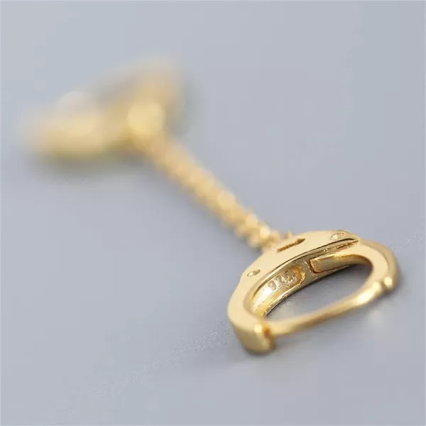 Minimalist Double Hoop Earrings for Women Girls Men Sterling Silver Pair Small Hoops Dangle Chain Drop Dangle Cartilage Second Hole Fashion Personalized Punk Jewelry 1 PieceGold
