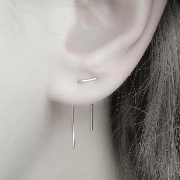 Minimalist Double Piercing Earrings for Women Girls Men S925 Sterling Silver Bar Threader Dangle Drop Stud Safety Pin 2 Hole Lobe Bended Hook Fashion Personalized Hypoallergenic Lightweight JewelryMinimalist Double Piercing Earrings for Women Girls Men S925 Sterling Silver Bar Threader Dangle Drop Stud Safety Pin 2 Hole Lobe Bended Hook Fashion Personalized Hypoallergenic Lightweight Jewelry