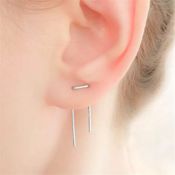 Minimalist Double Piercing Earrings for Women Girls Men S925 Sterling Silver Bar Threader Dangle Drop Stud Safety Pin 2 Hole Lobe Bended Hook Fashion Personalized Hypoallergenic Lightweight JewelryMinimalist Double Piercing Earrings for Women Girls Men S925 Sterling Silver Bar Threader Dangle Drop Stud Safety Pin 2 Hole Lobe Bended Hook Fashion Personalized Hypoallergenic Lightweight Jewelry