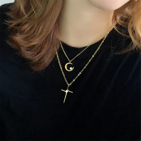 Minimalist Gold Cross Necklace with Charm Crystal for Women Girls Stainless Steel Dainty Faith Crucifix Zirconia Pendant Simple Link Curb Chain Fashion Jewelry Birthday Wedding Payer GiftsMinimalist Gold Cross Necklace with Charm Crystal for Women Girls Stainless Steel Dainty Faith Crucifix Zirconia Pendant Simple Link Curb Chain Fashion Jewelry Birthday Wedding Payer Gifts