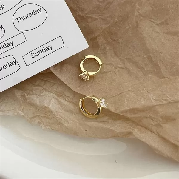Minimalist Huggie Hoop Earrings for Women Teen Girls 925 Sterling Silver Cubic Zirconia Small Hoop Tiny Cartilage 14K Gold Plated Jewelry Dainty CZ GiftsGold