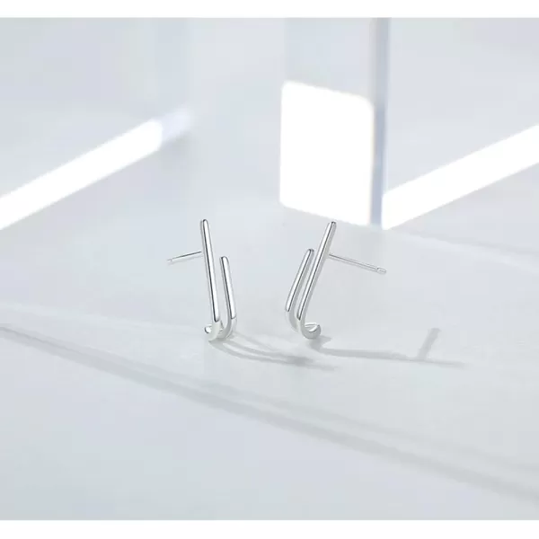Minimalist Line Cuff Stud Earrings for Women Girls 925 Sterling Silver Hypoallergenic Small Double Curved Bar Linear Drop Dangle Unique Simple JewelryMinimalist Line Cuff Stud Earrings for Women Girls 925 Sterling Silver Hypoallergenic Small Double Curved Bar Linear Drop Dangle Unique Simple Jewelry