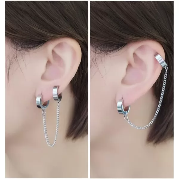 Minimalist Pair Double Hoop Tassel Dangle Earrings for Women Girls Men Stainless Steel Small Huggie Dangle Slave Chain Drop 2nd Hole Helix Post Multiple Studs Lobe Piercing Cuff Cartilage Fashion Unisex JewelryMinimalist Pair Double Hoop Tassel Dangle Earrings for Women Girls Men Stainless Steel Small Huggie Dangle Slave Chain Drop 2nd Hole Helix Post Multiple Studs Lobe Piercing Cuff Cartilage Fashion Unisex Jewelry