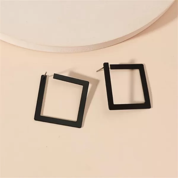 Minimalist Rectangle Dangle Stud Earrings for Women Girls Geometric Big Square Charms Drop Dangling Fashion Lightweight Y2K Party Jewelry GiftsBlack