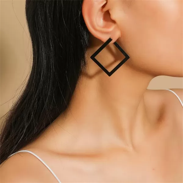 Minimalist Rectangle Dangle Stud Earrings for Women Girls Geometric Big Square Charms Drop Dangling Fashion Lightweight Y2K Party Jewelry GiftsBlack