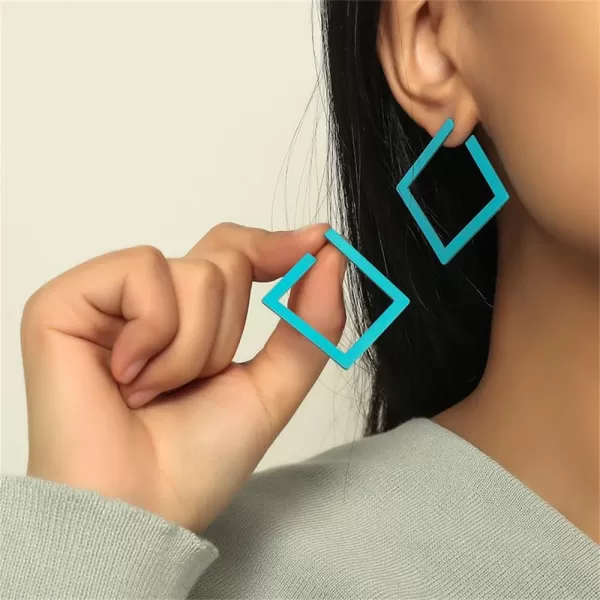 Minimalist Rectangle Dangle Stud Earrings for Women Girls Geometric Big Square Charms Drop Dangling Fashion Lightweight Y2K Party Jewelry GiftsBlue