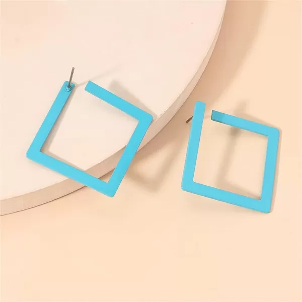 Minimalist Rectangle Dangle Stud Earrings for Women Girls Geometric Big Square Charms Drop Dangling Fashion Lightweight Y2K Party Jewelry GiftsBlue
