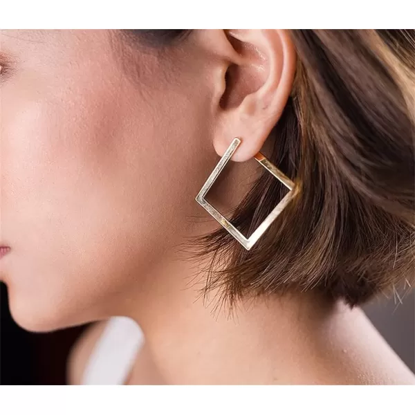 Minimalist Rectangle Dangle Stud Earrings for Women Girls Geometric Big Square Charms Drop Dangling Fashion Lightweight Y2K Party Jewelry GiftsGold