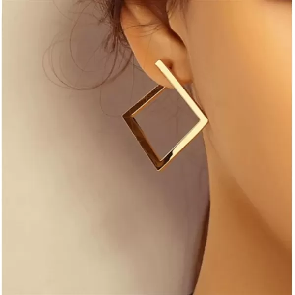 Minimalist Rectangle Dangle Stud Earrings for Women Girls Geometric Big Square Charms Drop Dangling Fashion Lightweight Y2K Party Jewelry GiftsGold