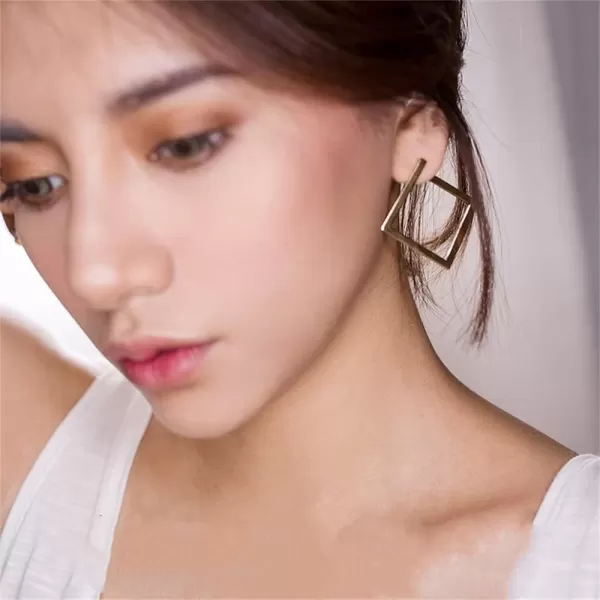 Minimalist Rectangle Dangle Stud Earrings for Women Girls Geometric Big Square Charms Drop Dangling Fashion Lightweight Y2K Party Jewelry GiftsGold