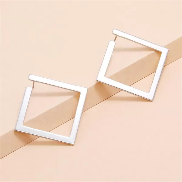 Minimalist Rectangle Dangle Stud Earrings for Women Girls Geometric Big Square Charms Drop Dangling Fashion Lightweight Y2K Party Jewelry GiftsSilver