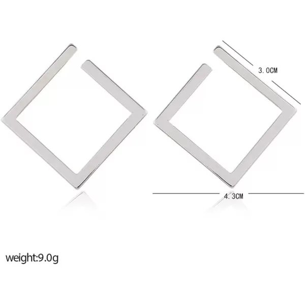 Minimalist Rectangle Dangle Stud Earrings for Women Girls Geometric Big Square Charms Drop Dangling Fashion Lightweight Y2K Party Jewelry GiftsSilver