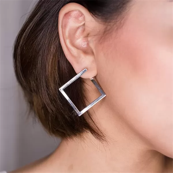 Minimalist Rectangle Dangle Stud Earrings for Women Girls Geometric Big Square Charms Drop Dangling Fashion Lightweight Y2K Party Jewelry GiftsSilver