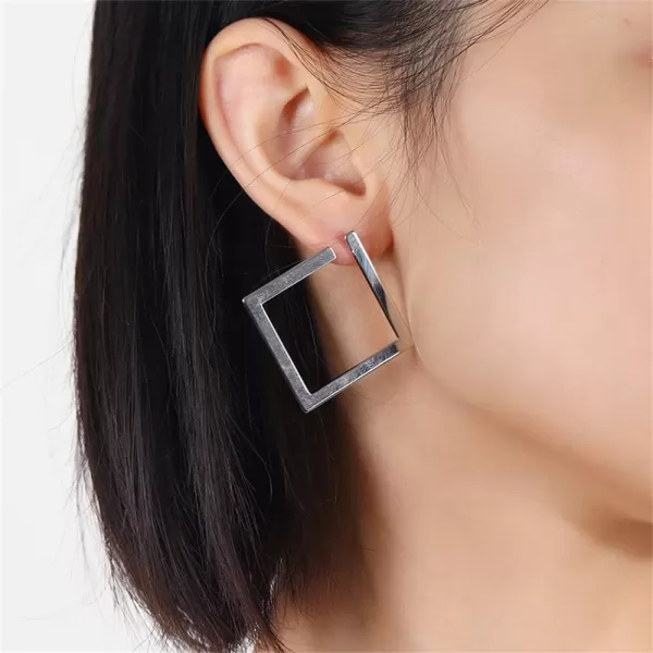 Minimalist Rectangle Dangle Stud Earrings for Women Girls Geometric Big Square Charms Drop Dangling Fashion Lightweight Y2K Party Jewelry GiftsSilver