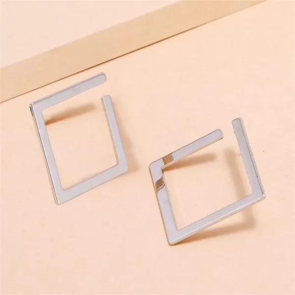 Minimalist Rectangle Dangle Stud Earrings for Women Girls Geometric Big Square Charms Drop Dangling Fashion Lightweight Y2K Party Jewelry GiftsSilver