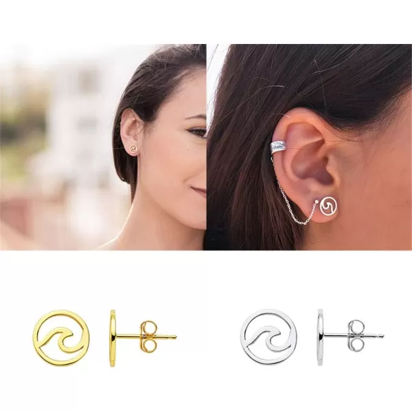 Minimalist Round Ocean Wave Tiny Stud Earrings for Women Girls Men Sterling Silver Simple Small Studs Tragus Post Hypoallergenic Holiday Sea Beach Jewelry Gifts for Surfer LoverSilver