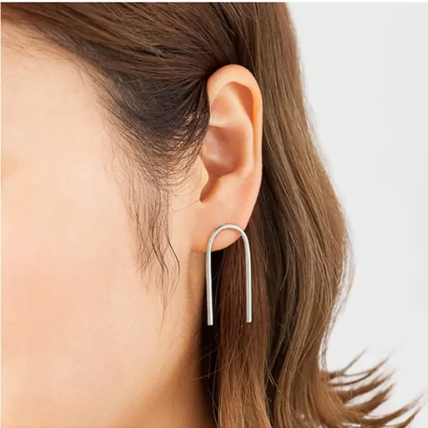 Minimalist Upside Down U Shape Earrings for Women Girls S925 Sterling Silver Lightweight Open Wire Needle Drop Dangle Threader Stud Earring Hypoallergenic Simple JewelryMinimalist Upside Down U Shape Earrings for Women Girls S925 Sterling Silver Lightweight Open Wire Needle Drop Dangle Threader Stud Earring Hypoallergenic Simple Jewelry