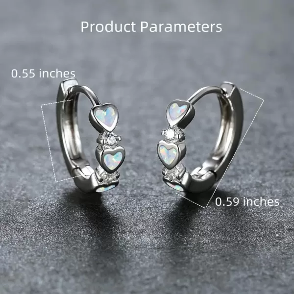 Opal Love Heart Hoop Earrings for Women Girls Teens 14K Rose Gold Plated Cubic Zirconia Huggie Small Hoops Cartilage Hypoallergenic NickelFree Dainty Birthday Anniversary Jewelry GiftsSilver White