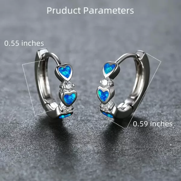 Opal Love Heart Hoop Earrings for Women Girls Teens 14K Rose Gold Plated Cubic Zirconia Huggie Small Hoops Cartilage Hypoallergenic NickelFree Dainty Birthday Anniversary Jewelry GiftsSilver Blue