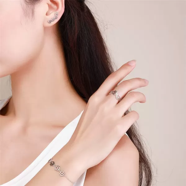Paw Bracelet for Women Girls Sterling Silver 14 Gold Cute Delicate Polished Puppy Dog Cat Kitten Paw Print Ball Bead Adjustable Charm Link Bracelets for Pet Lover Animal Keepsake Jewelrysilver