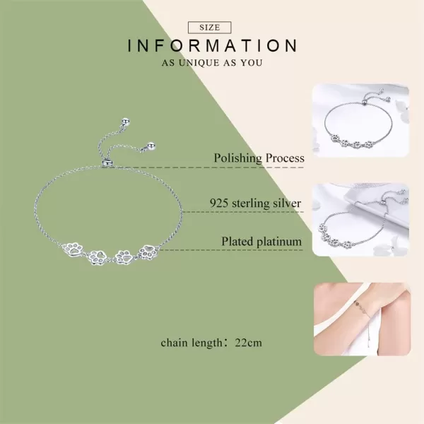 Paw Bracelet for Women Girls Sterling Silver 14 Gold Cute Delicate Polished Puppy Dog Cat Kitten Paw Print Ball Bead Adjustable Charm Link Bracelets for Pet Lover Animal Keepsake Jewelrysilver