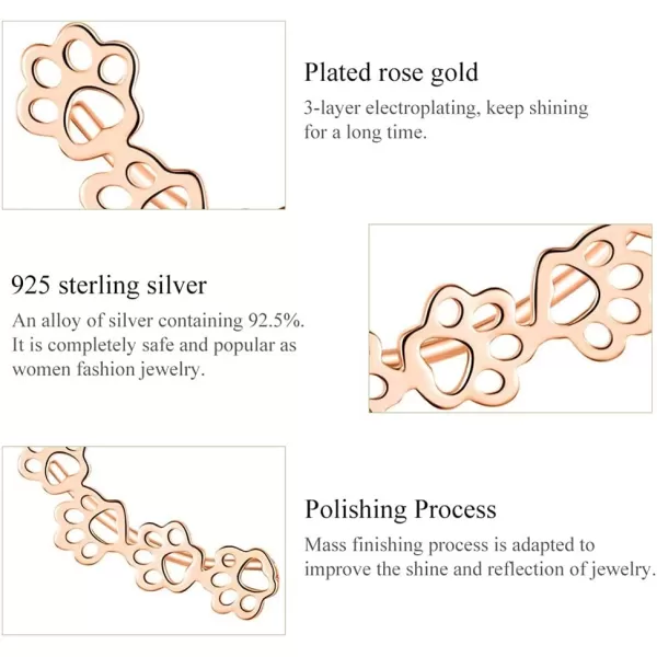 Paw Ear Cuff Wrap Crawler Climber Earrings for Women Teen Girls Sterling Silver Studs Clip On Cute Dog Cat Pin Hypoallergenic Jewelry14K Rose Gold