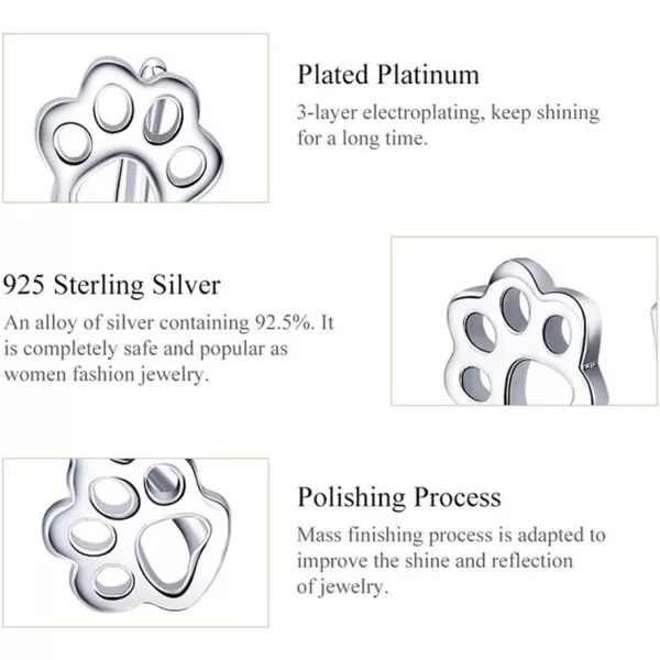 Paw Ear Cuff Wrap Crawler Climber Earrings for Women Teen Girls Sterling Silver Studs Clip On Cute Dog Cat Pin Hypoallergenic JewelrySilver