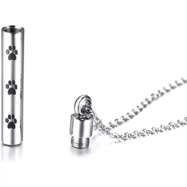 Pawprint Urn Stainless Steel Pendant Necklace for Women Girls Men Polished Cylinder Charm Chain 20 inches Ashes Cremation Keepsake Memorial Jewelry for Dog Cat Pet LoverPawprint Urn Stainless Steel Pendant Necklace for Women Girls Men Polished Cylinder Charm Chain 20 inches Ashes Cremation Keepsake Memorial Jewelry for Dog Cat Pet Lover