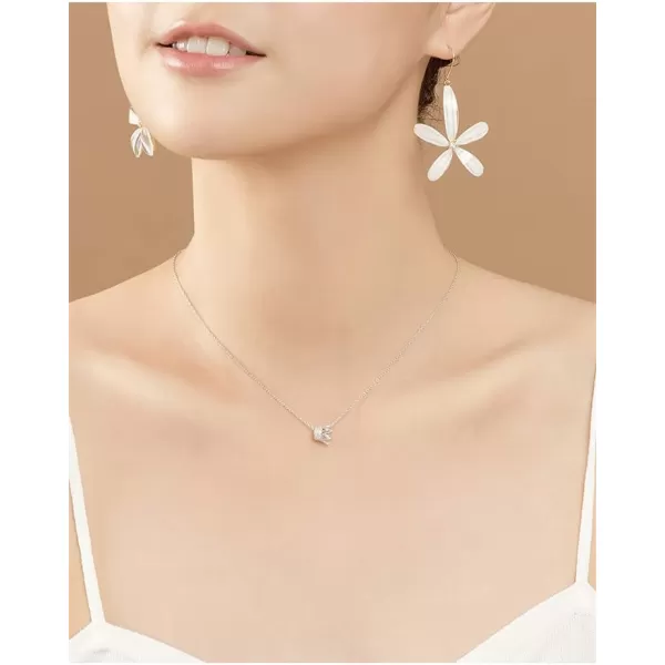 Princess Crown Charm Necklace for Women Girls 925 Sterling Silver Delicate Cute Crystal CZ Queen Royal Tiara Pendant Luck Choker 18 Silver Chain Adjustable Dainty Wedding Jewelry Birthday Gift BoxSilver