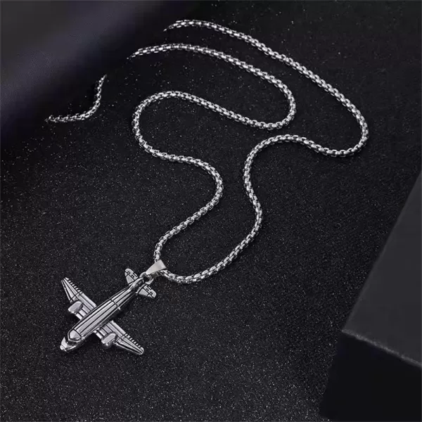 Punk Airplane Pendant Necklace for Women Girls Men Vintage Silver Plated Stainless Steel Plane Drop Box Chain Fashion Rock Hip Hop Jewelry Unisex Gift 24 inchPunk Airplane Pendant Necklace for Women Girls Men Vintage Silver Plated Stainless Steel Plane Drop Box Chain Fashion Rock Hip Hop Jewelry Unisex Gift 24 inch