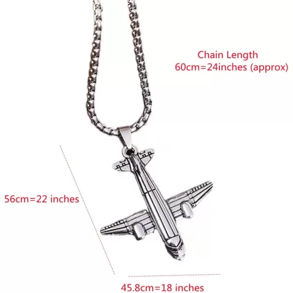 Punk Airplane Pendant Necklace for Women Girls Men Vintage Silver Plated Stainless Steel Plane Drop Box Chain Fashion Rock Hip Hop Jewelry Unisex Gift 24 inchPunk Airplane Pendant Necklace for Women Girls Men Vintage Silver Plated Stainless Steel Plane Drop Box Chain Fashion Rock Hip Hop Jewelry Unisex Gift 24 inch
