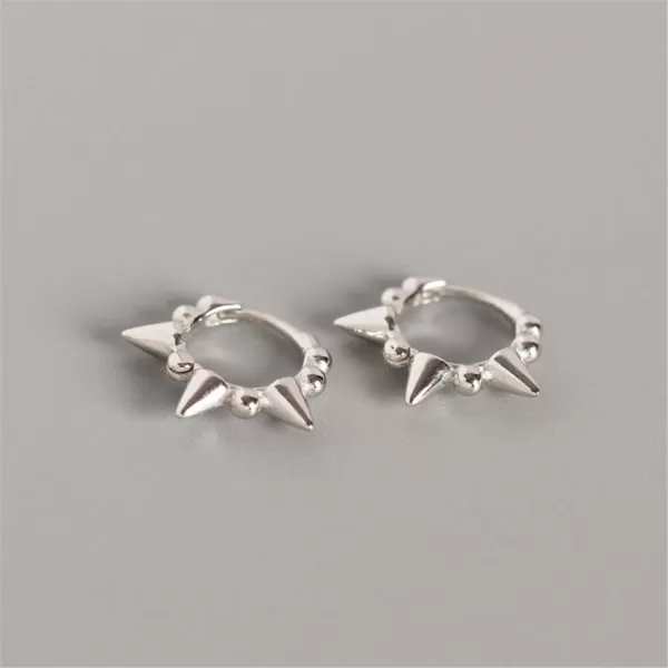 Punk Ball Bead Spikes Stud Small Hoop Earrings for Women Teen Girls 925 Sterling Silver Mini Dot Charms Huggie Hoops Cuff Cartilage Stud Tragus Helix Wrap Earrings Rock Fashion JewelrySilver