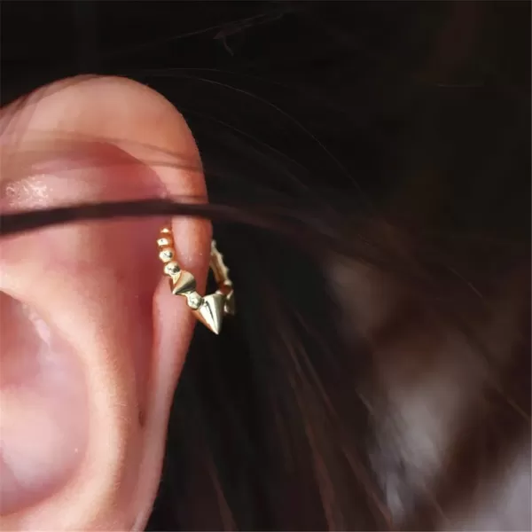 Punk Ball Bead Spikes Stud Small Hoop Earrings for Women Teen Girls 925 Sterling Silver Mini Dot Charms Huggie Hoops Cuff Cartilage Stud Tragus Helix Wrap Earrings Rock Fashion JewelryGold Plated