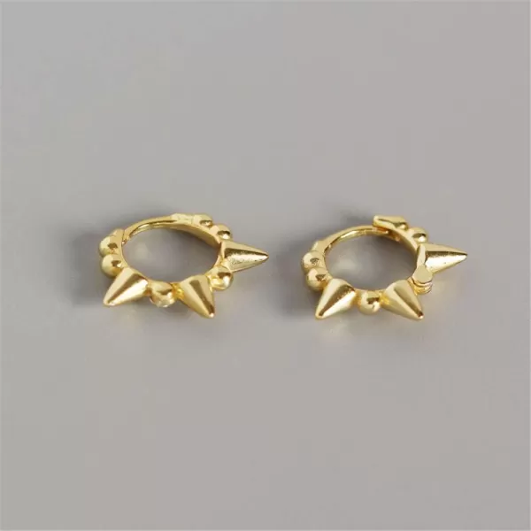 Punk Ball Bead Spikes Stud Small Hoop Earrings for Women Teen Girls 925 Sterling Silver Mini Dot Charms Huggie Hoops Cuff Cartilage Stud Tragus Helix Wrap Earrings Rock Fashion JewelryGold Plated