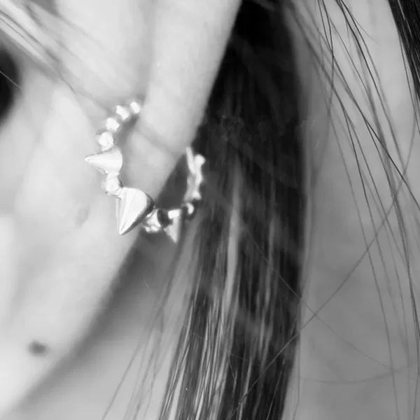 Punk Ball Bead Spikes Stud Small Hoop Earrings for Women Teen Girls 925 Sterling Silver Mini Dot Charms Huggie Hoops Cuff Cartilage Stud Tragus Helix Wrap Earrings Rock Fashion JewelrySilver