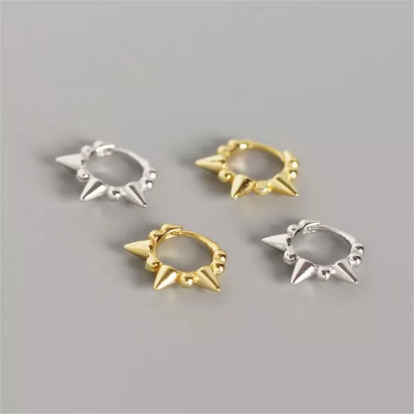Punk Ball Bead Spikes Stud Small Hoop Earrings for Women Teen Girls 925 Sterling Silver Mini Dot Charms Huggie Hoops Cuff Cartilage Stud Tragus Helix Wrap Earrings Rock Fashion JewelrySilver