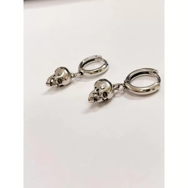 Punk Gothic Skull Dangle Hoop Earrings for Women Girls Silver Plated with Charms Vintage Unique Skeleton Head Drop Dangling Cartliage Huggie Hoops Unisex Halloween Valentine Jewelry Gifts for FriendsPunk Gothic Skull Dangle Hoop Earrings for Women Girls Silver Plated with Charms Vintage Unique Skeleton Head Drop Dangling Cartliage Huggie Hoops Unisex Halloween Valentine Jewelry Gifts for Friends