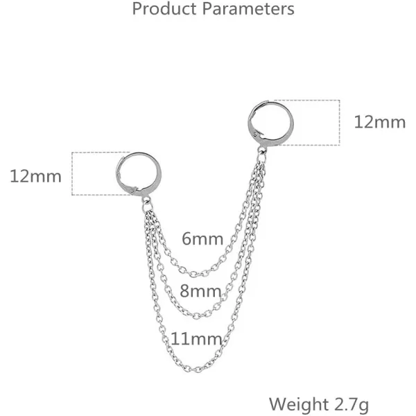 Punk Minimalist Double Hoop Earrings for Women Girls Stainless Steel Pair Small Hoop Layered Tassel Slave Chain Dangle Drop Piercing Ear Cuff Cartilage Men Personalized Goth Jewelry for BTS Fans 1Punk Minimalist Double Hoop Earrings for Women Girls Stainless Steel Pair Small Hoop Layered Tassel Slave Chain Dangle Drop Piercing Ear Cuff Cartilage Men Personalized Goth Jewelry for BTS Fans 1